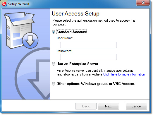 User Setup Wizard